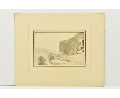CIRCLE OF JOSHUA CRISTAL (CIRCA 1767-1847) PASTORAL LANDSCAPE SKETCH, depicting a young shepherd boy with his flock in the hi