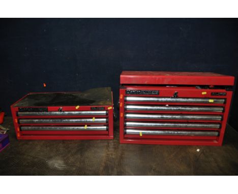 A HALFORDS HD PLUS STACKING MECHANICS TOOL CHEST including tools width of bottom chest 67cm total height of both 67cm