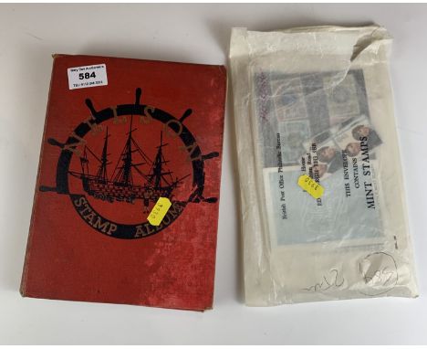 Red Nelson album of world stamps and envelope of loose stamps and first day covers