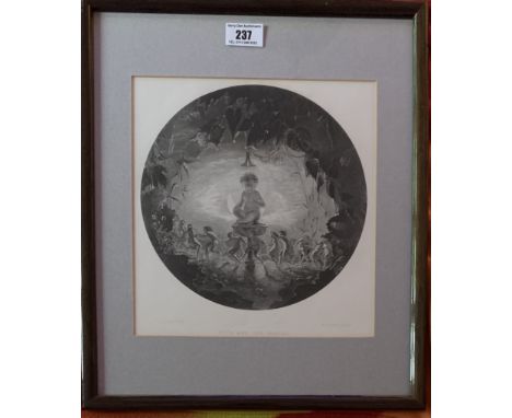 Print ‘Puck and the Fairies’ , W.M. Lizars, Sculpt, R. Dadd Pinx. Image 9” x 9.5”, frame 13” x 15”. Good condition