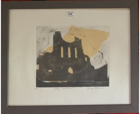 Artists proof ‘Abbey Yorkshire’ signed Jerry R... Image 11.5” x 10”, frame 22” x 18”. Good condition