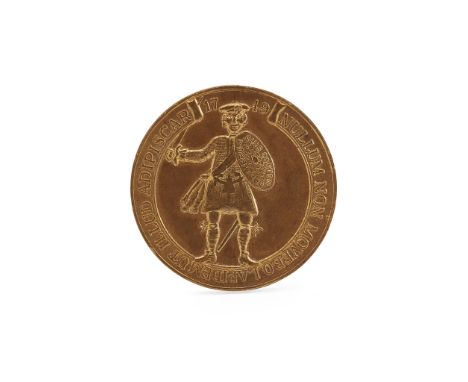 A BRONZE JACOBITE 'BRAVADO' MEDALLION obverse, a standing figure of a Highlander, the targe with motto within QUIS CONTENDAT 