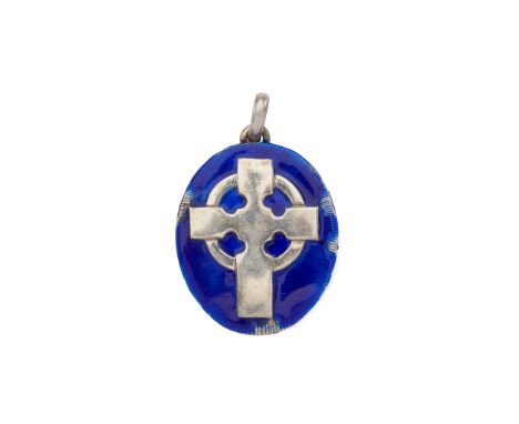 IONA - A SCOTTISH PROVINCIAL ENAMEL PENDANT ALEXANDER RITCHIE marked A.R. IONA, of oval outline, the slightly raised Celtic s