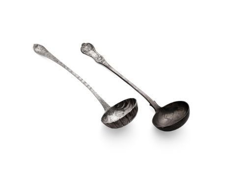 A VICTORIAN SOUP LADLE WILLIAM CLARKE SHAW, GLASGOW 1853 with a Scottish pointed terminal, the handle with mid-18th century s