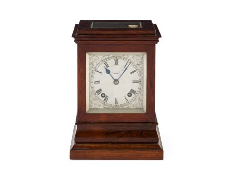 Y A MANTEL CLOCK BY HAMILTON &amp; INCHES, EDINBURGH EARLY 20TH CENTURY the twin-train movement with silvered dial enclosed w