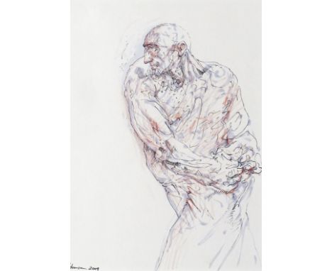 ‡ Peter Howson OBE (Scottish b.1958) Contender Signed and dated 2009 Pen, ink and wash with red chalk 25.5 x 18.5cm Provenanc