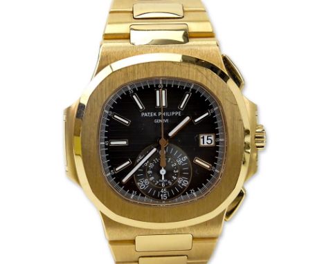 Patek Philippe Nautilus Black Dial 18 Karat Rose Gold Chronograph Automatic Men's Watch 5980-1R-001. With Boxes and papers. M