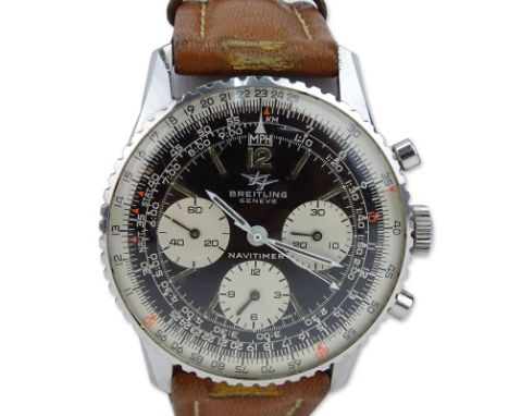 Breitling Navitimer 806 Stainless Steel Automatic Chronometer Watch with Leather Strap. Serial No. 1353412. Case measures 41m