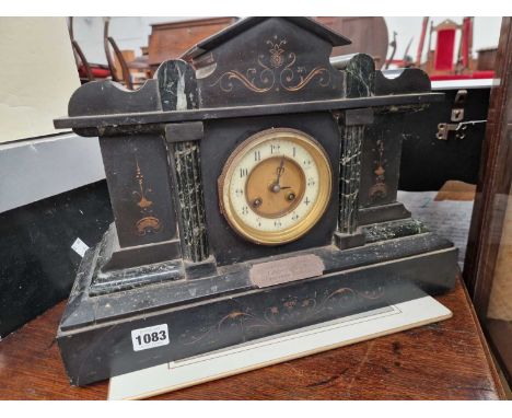 A victorian slate mantle clock