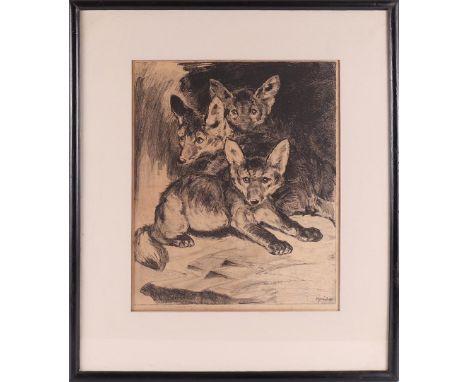 Mension, Cornelis Jan (Delft 1882-1950) "Welpjes", signed in full l.l. in pencil'C.J. Mension', lithograph/paper, h39 x w 31 