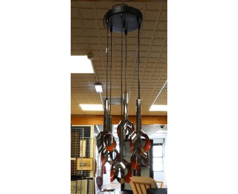 A chrome metal vintage hanging lamp, 60s/70s (restoration).
