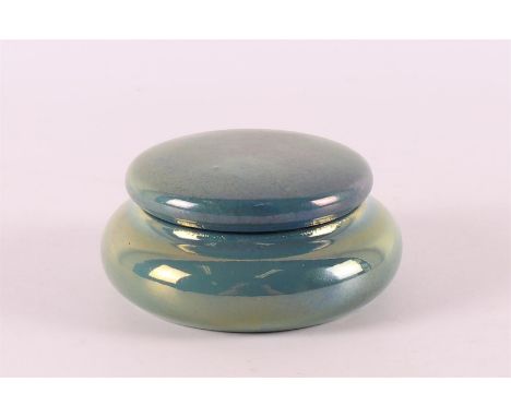 A blue luster glaze earthenware baluster-shaped lidded box (model 114/color code C), stamped: St.Lukas, Utrecht &amp; Holland