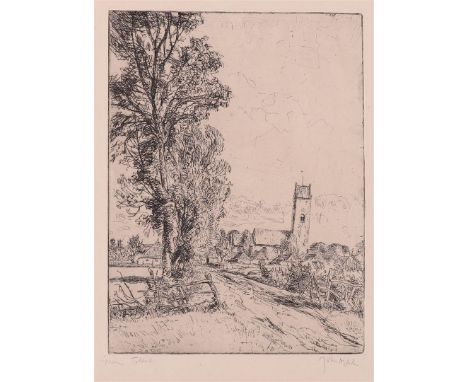 Dijkstra, Johannes (Johan) (Groningen 1896-1978) "View of Tolbert", signed in full in pencil l.r., epreuve d'artiste, etching