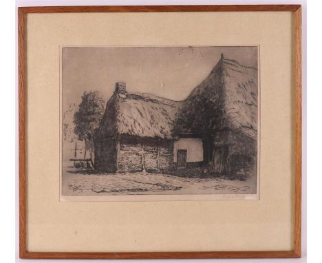 Prins, Riekele (1905 Kollumerzwaag - Groningen 1954) "Farmers' housing", signed in full in pencil l.r., etching/paper, h 23 x