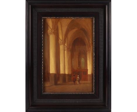Elven, from Tetar (1805-1879) "Church interior", signed. in full b.r., oil paint/panel, h 33 x w 23 cm.