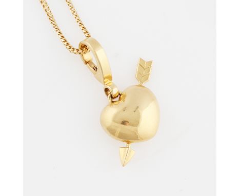 A Theo Fennell 18ct yellow gold pendant and chain, the pendant of heart and arrow design, both hallmarked 2005, weight approx