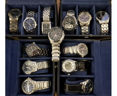 A collection of thirteen wrist watches, to include the names Accurist, Citizen, Rotary, Sekonda, Ben Sherman etc., housed in 