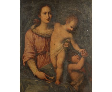 Circle of Giovanni Battista  Naldini (Florence 1537-1591)The Madonna and Child with the Infant Saint John the Baptist oil on 