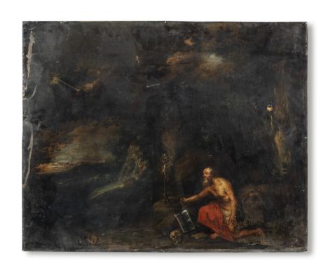 Antwerp School, 17th CenturySaint Jerome in the Wilderness oil on copper69.9 x 86.7cm (27 1/2 x 34 1/8in).unframedThis lot is