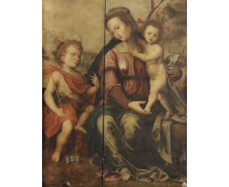 Follower of Domenico Beccafumi (Montaperti near Siena circa 1486-1551 Siena)The Madonna and Child with the Infant Saint John 