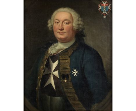 French School, 18th CenturyPortrait of a Henri de Suarez, half-length, wearing the Order of a Knight of Malta charged with th