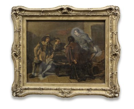 Dutch School, 18th CenturyFigures playing cards in an interior oil on panel31.5 x 39.2cm (12 3/8 x 15 7/16in).This lot is sub