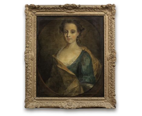 Philippe Mercier (Berlin 1689-1760 London)Portrait of Lady Mary Watson Wentworth, half-length, in a blue dress, within a pain