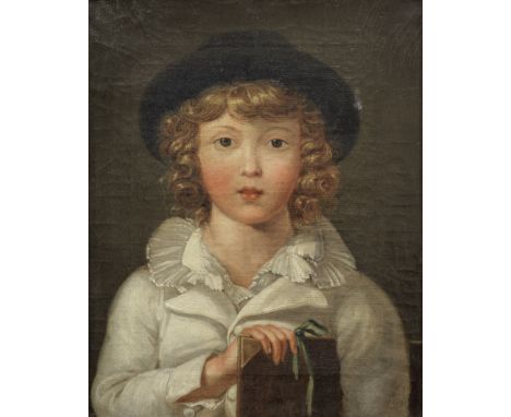 German School, 18th CenturyPortrait of a boy, half-length, in white holding a book oil on canvas44.2 x 32.8cm (17 3/8 x 12 15