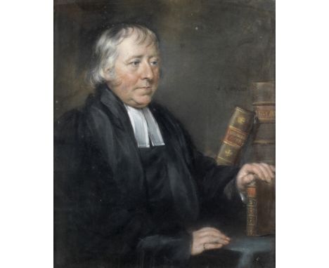 John Russell R.A. (Guildford 1745-1806 Hull)Portrait of a clergyman, half-length, holding a book pastel76.3 x 63.5cm (30 1/16