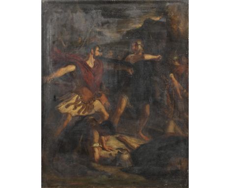 Circle of William Etty (York 1787-1849)Soldiers fighting oil on canvas93.2 x 73.3cm (36 11/16 x 28 7/8in).unframedThis lot is