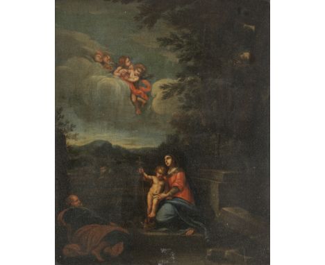 Follower of Pier Francesco Mola (Coldrerio 1612-1666 Rome)The Rest on the Flight into Egypt oil on canvas59.9 x 49.4cm (23 9/
