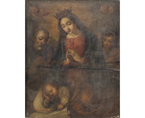 Spanish School, late 16th CenturyThe Holy Family with an angel oil on panel49.6 x 38.4cm (19 1/2 x 15 1/8in).This lot is subj