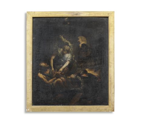 Studio of Sebastiano Mazzoni (Florence 1611-1678 Venice)The Liberation of Saint Peter  oil on canvas63.2 x 55.3cm (24 7/8 x 2