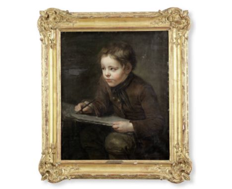 Circle of Bernard Francois Lepicié (undefined, Paris 1698-1755)Portrait of a young boy with a stylus and papers oil on canvas