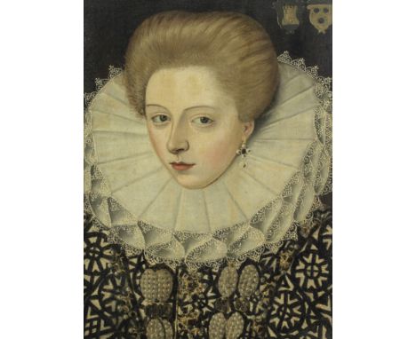 Circle of François Quesnel (Edinburgh 1543-1619 Paris)Portrait of a lady, said to be Jeanne de Pol, bust-length, in an embroi
