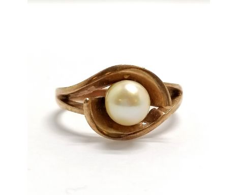 Unmarked gold pearl set ring - size M½ &amp; 2.7g total weight - SOLD ON BEHALF OF THE NEW BREAST CANCER UNIT APPEAL YEOVIL H