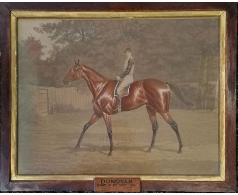 Framed print of racehorse 'Donovan' (1886-1905) winner of 1889 Derby by John Alexander Harington Bird (1846-1936) - frame 45.