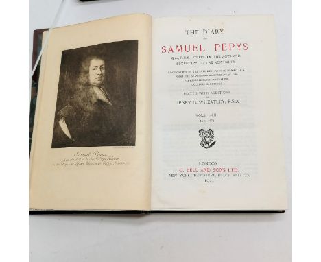 1923 India paper edition complete 'Diary of Samuel Pepys' in 3 volumes (i #1-3 1659-63 ii #4-6 1664-67 iii #7-8 1667-69) ~ Sa
