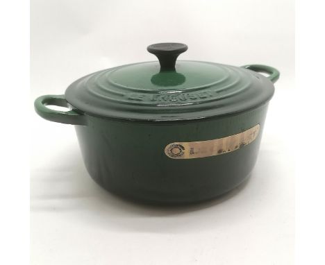 Le Creuset green enamelled cooking pot - 23cm diameter with original label &amp; light wear &amp; no obvious damage