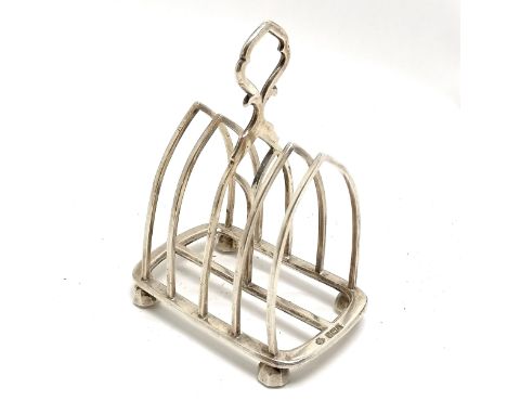 1902 silver gothic style toastrack by William Hutton &amp; Sons Ltd - 12cm high &amp; 136g ~ slight distortion