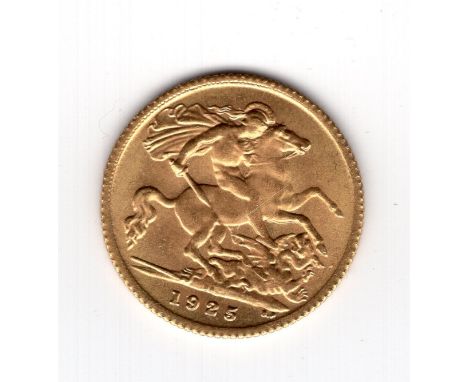 1925 George V half sovereign coin with SA = Pretoria Mint South Africa mintmark 