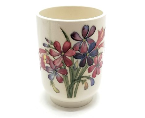 Moorcroft Spring flowers cylindrical shaped vase - 18cm high &amp; light crazing otherwise in good used condition