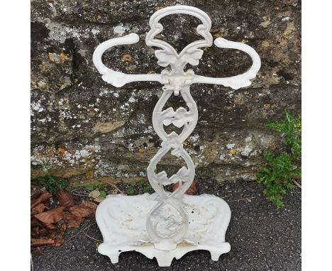 Cast metal white painted stick stand by Anc Ne Mon Godin Guise 66cm high- no obvious damage