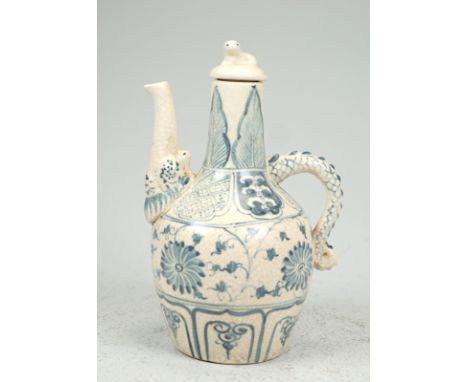 Small kraak-style wine jug, probably Korean - grey ceramic-like shard. Grey ceramic-like shard in the style of Proto porcelai