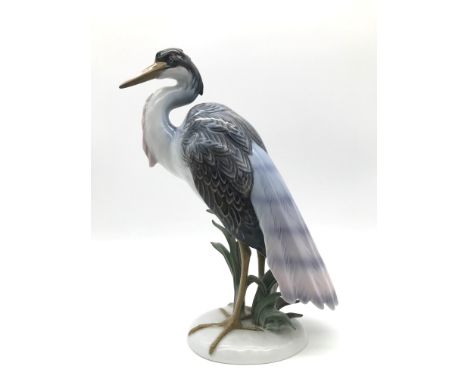 Rosenthal, unterglasurgrüne Manufakturmarke, Germany, handgemalt: "Fischreiher", Entw. M.H.Fritz, Modell Nr. 1212Porzellan mi