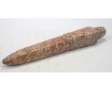 Ritual object jadeite, carved with nephrite, approx. 40cm long.Provenance: Peitscher Collection (*1931) Head of a laboratory 
