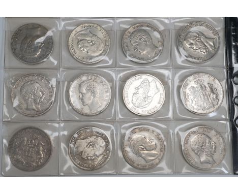 Sammlung Kaiserreich 12 x 5 Mark330g, 900 AG. 2x Hamburg, 2 x Sachsen, 1 x Baden, 1 x Württemberg, 3 x Bayern, 3 x Preussen (