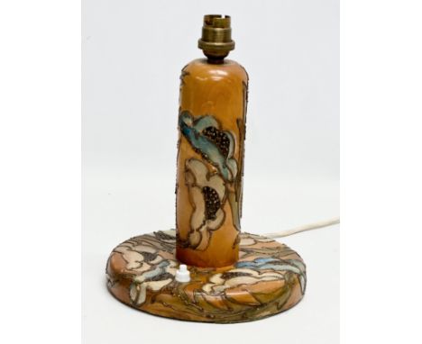 A signed Early 20th Century Arts &amp; Crafts wooden table lamp. 18x24cm