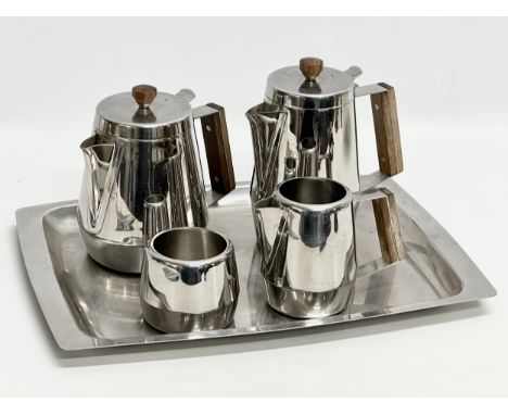 A Radmore Treasure Chest Mid Century stainless steel tea service.