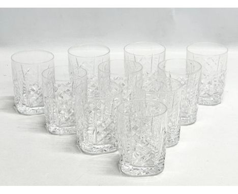 A set of 10 Waterford Crystal “Clare” whiskey tumbler glasses. 7x9cm